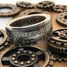 Load image into Gallery viewer, Morgan Silver Dollar Patriotic Coin Ring
